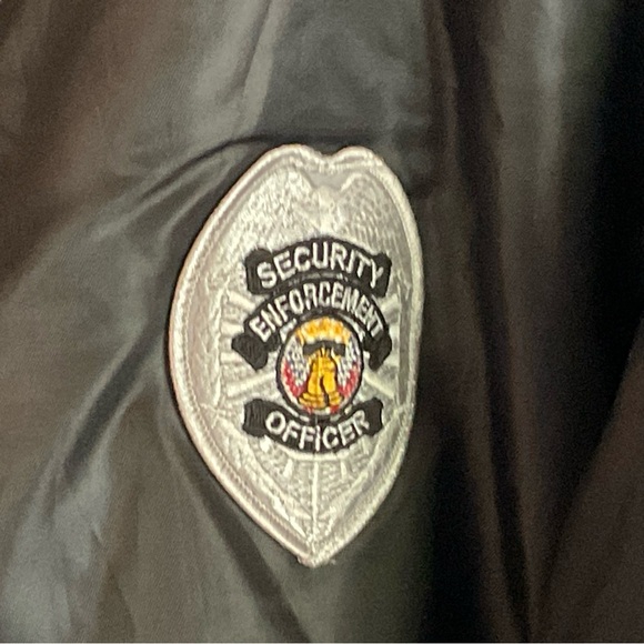 Black Varsity Bomber Security Jacket Men’s XXL with American Flag, Eagle Patches - Picture 6 of 16